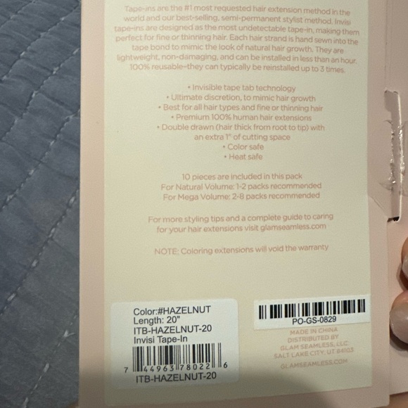 Glam Seamless Hair Extensions tape in 20"
Hazelnut color , - Picture 6 of 7